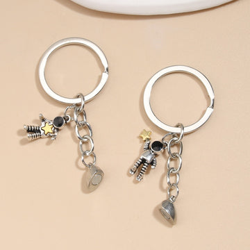 Design Keychain Astronaut Star Magnetic Button Key Ring Spaceman Key chains For Couple Friend Gifts DIY Handmade Jewelry - Charlie Dolly
