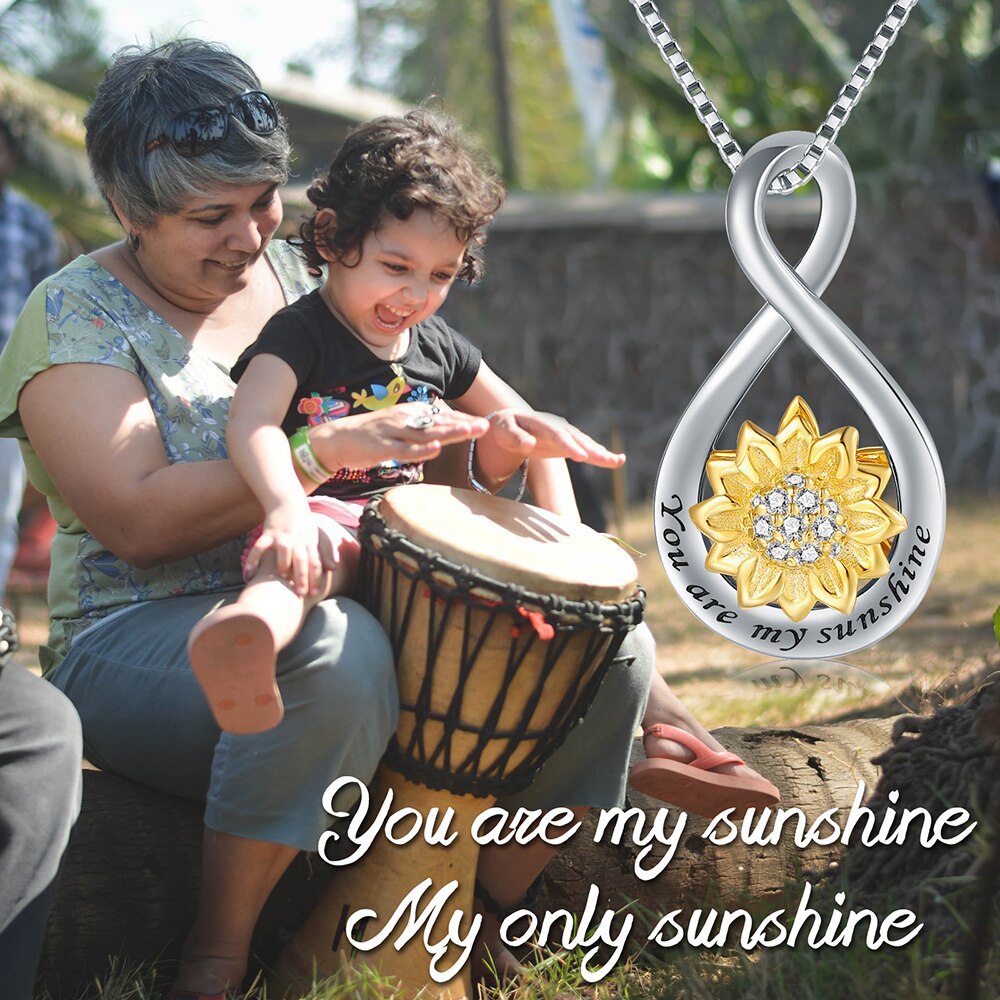 925 Sterling Silver Infinity Rotatable Spinner Anxiety Fidget Sunflower Pendant Worry Stress Relief Necklaces Jewelry for Women