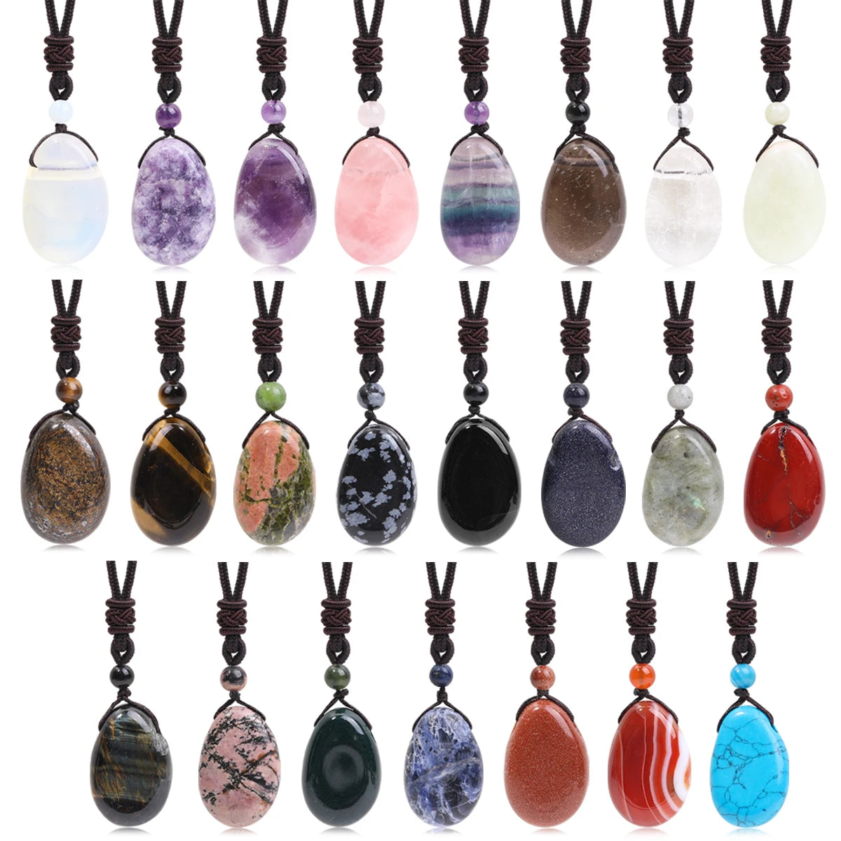 Water Droplet Crystal Pendant, Natural Stone Spiritual Necklace