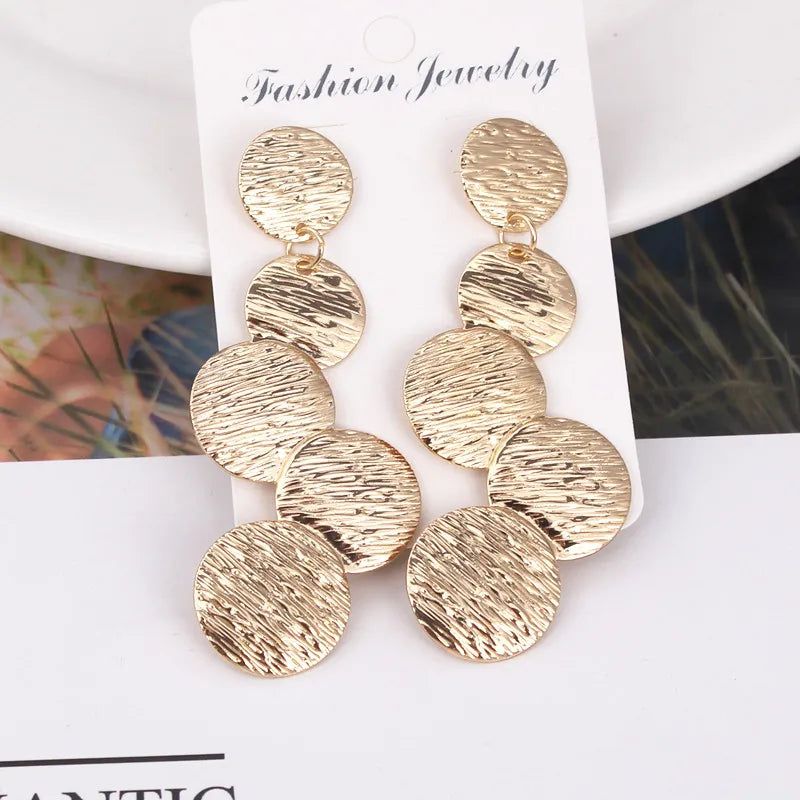 Irregular Disc Multilayer Long Drop Earrings Jewelry