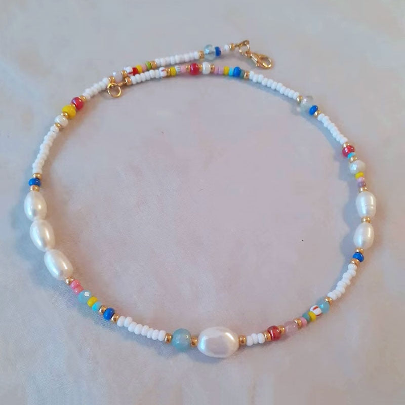 Exquisite Beaded Crystal Natural Shell Necklace Ohemia Style Handmade Women Statement Collares De Moda Beach Jewelry Friendship