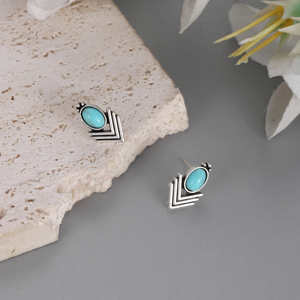 Turquoise Arrow Triangle Mini Stud Earrings Jewelry