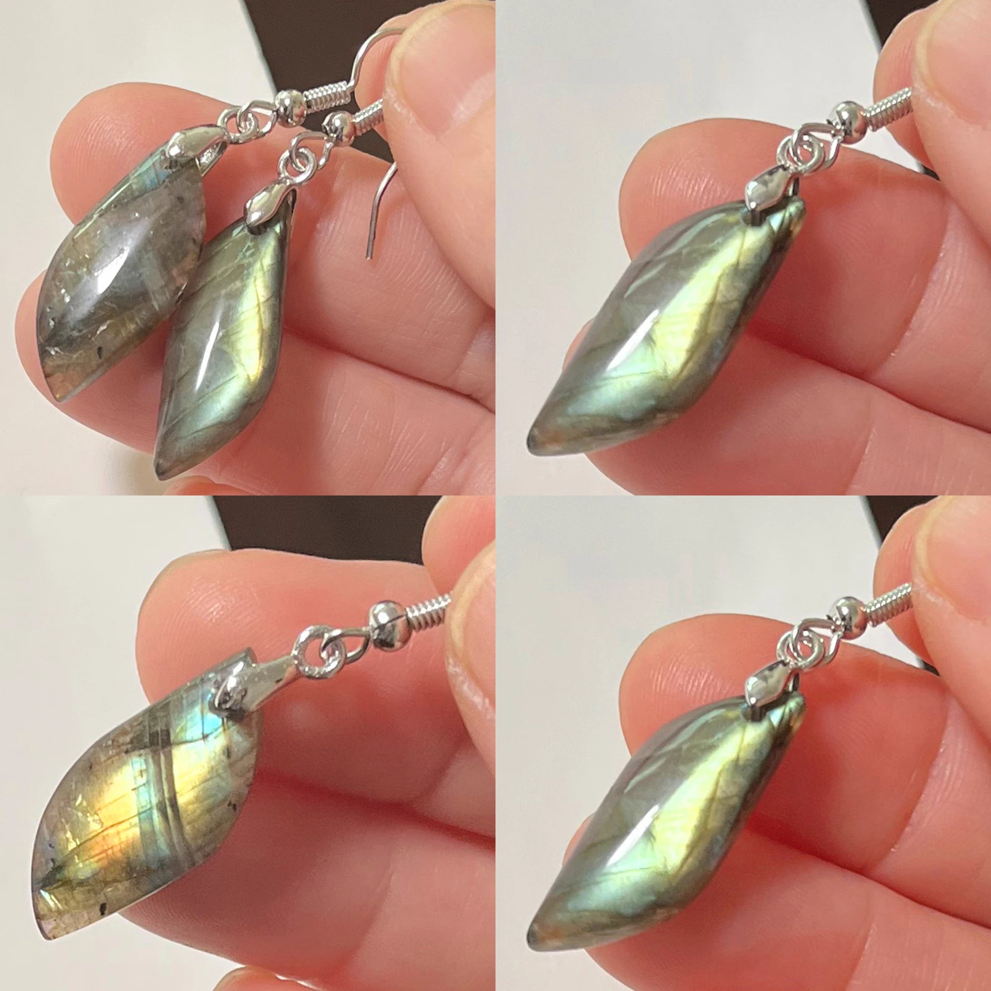 Blue Labradorite Pendant & Earrings Set, Raw Natural Stone Unisex Boho Jewelry