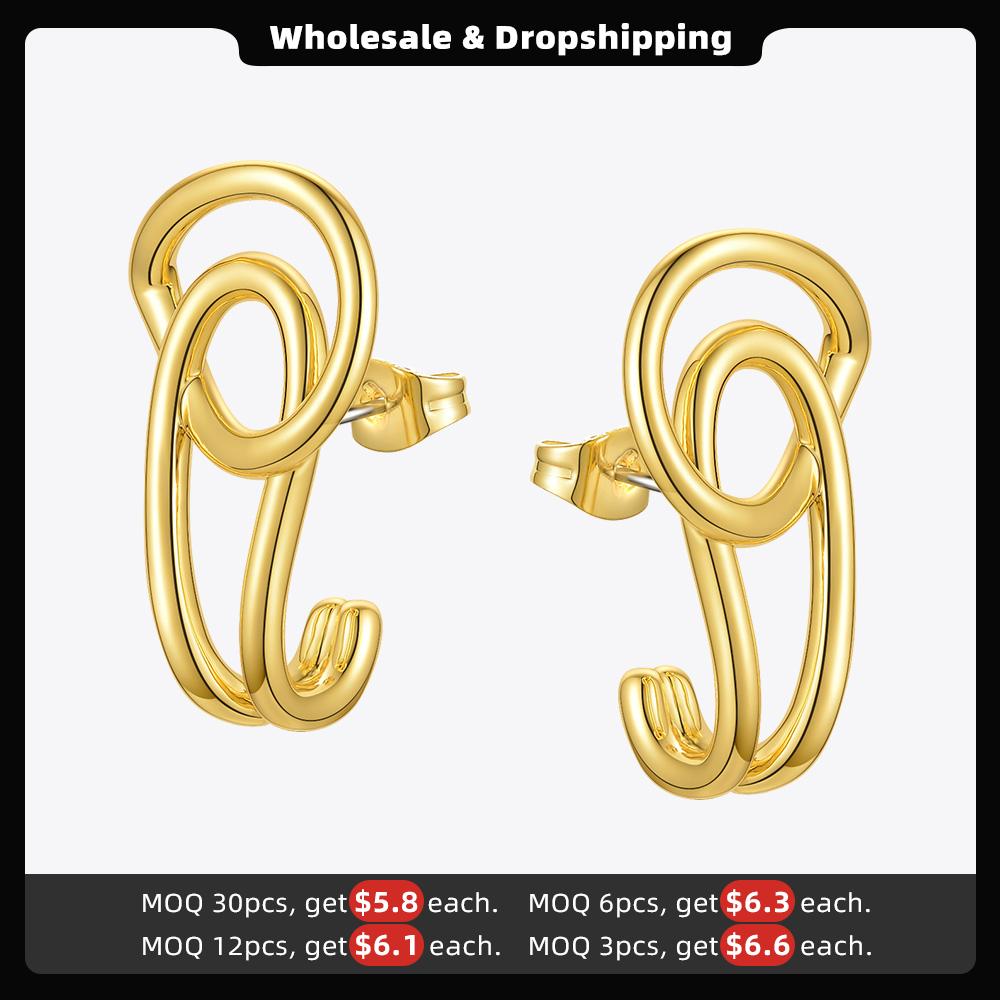 ENFASHION Interlaced Stud Earrings For Women Gold Color Geometric Piercing Earings Fashion Jewelry Friends Gifts Brincos E201186