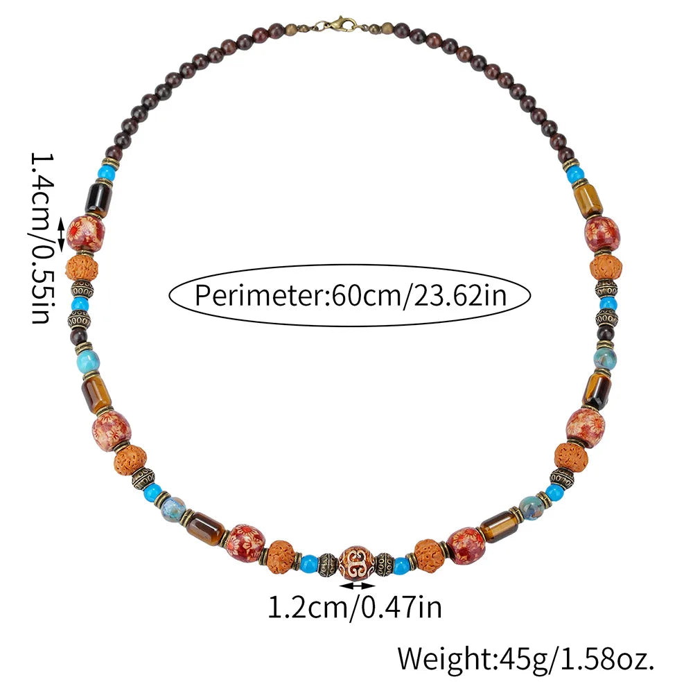 Tiger Eye Bodhi Bead Mens Necklace Jewelry