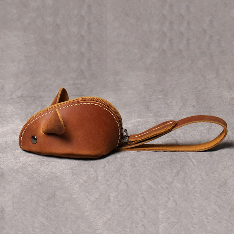 Genuine Leather Coin Purse Creative Cute Mouse Storage Bag Trend Zipper Pocket Men Women Portable Wallets Children's Key Bags