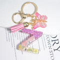 Cute Resin A-Z Initials Letter Keychain Pink Sparkle Butterfly Tassel Pendant Keyring for Women Girl Purse Handbags Jewelry Gift - Charlie Dolly