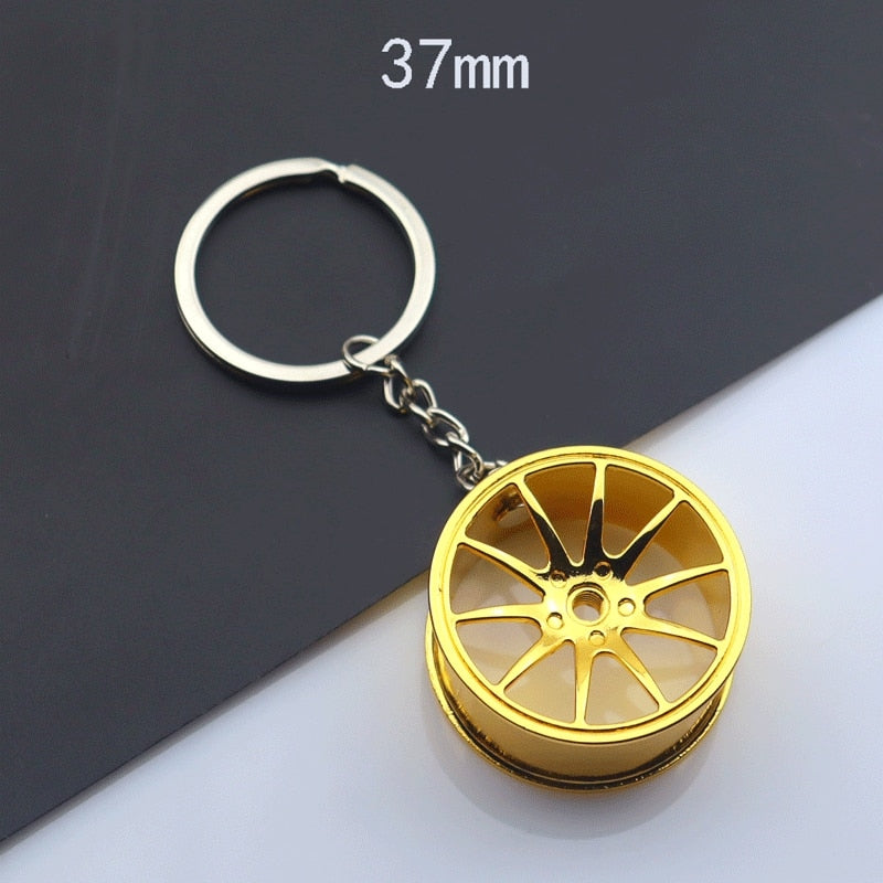 Creative Wheel Hub Key Chains Colorful Metal Tire Keyring for Men Trendy Design Car Keychain Accessories Cool Gifts