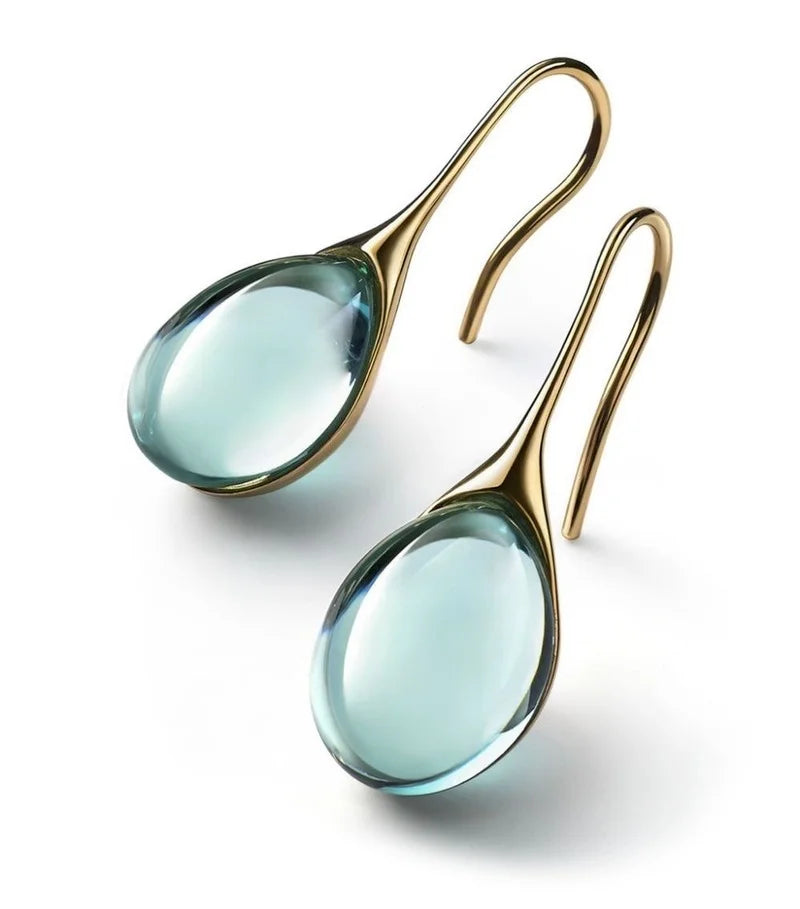 Natural Stone Gold Hook Dangle Earrings Jewelry