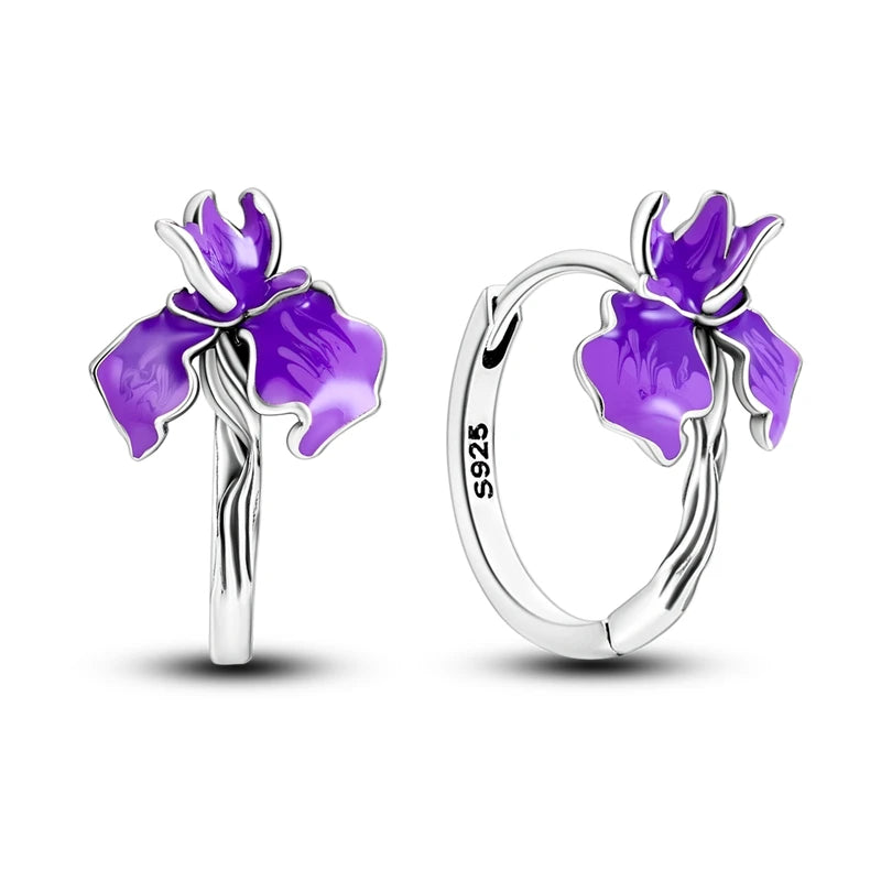 Sterling Silver Clover Butterfly Hoop Earrings Jewelry