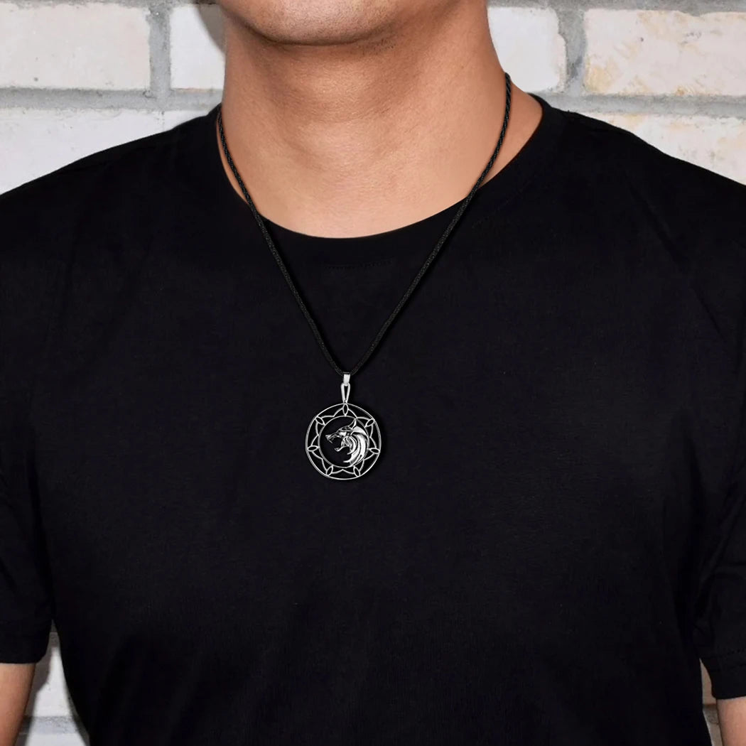 Wolf Head Medallion Pendant, Slavic Viking Sacred Amulet Necklace