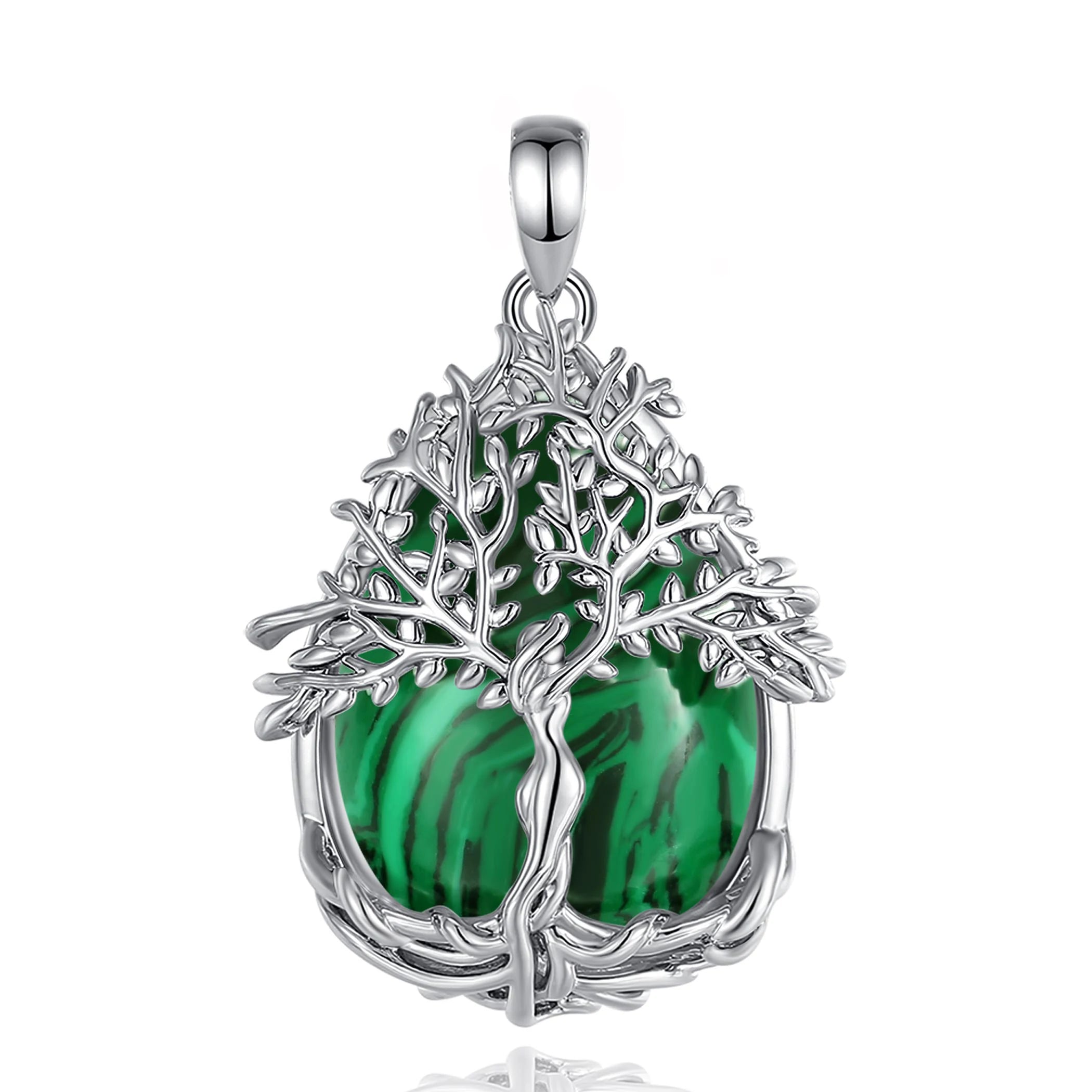 Tree of Life Multi-Crystal Pendant Necklace, Obsidian Amethyst Turquoise Healing Amulet
