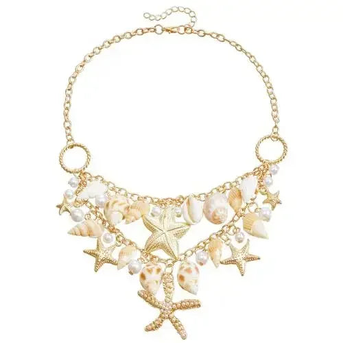 Starfish Shell and Pearl Tassel Necklace, Waist Chain or Bracelet