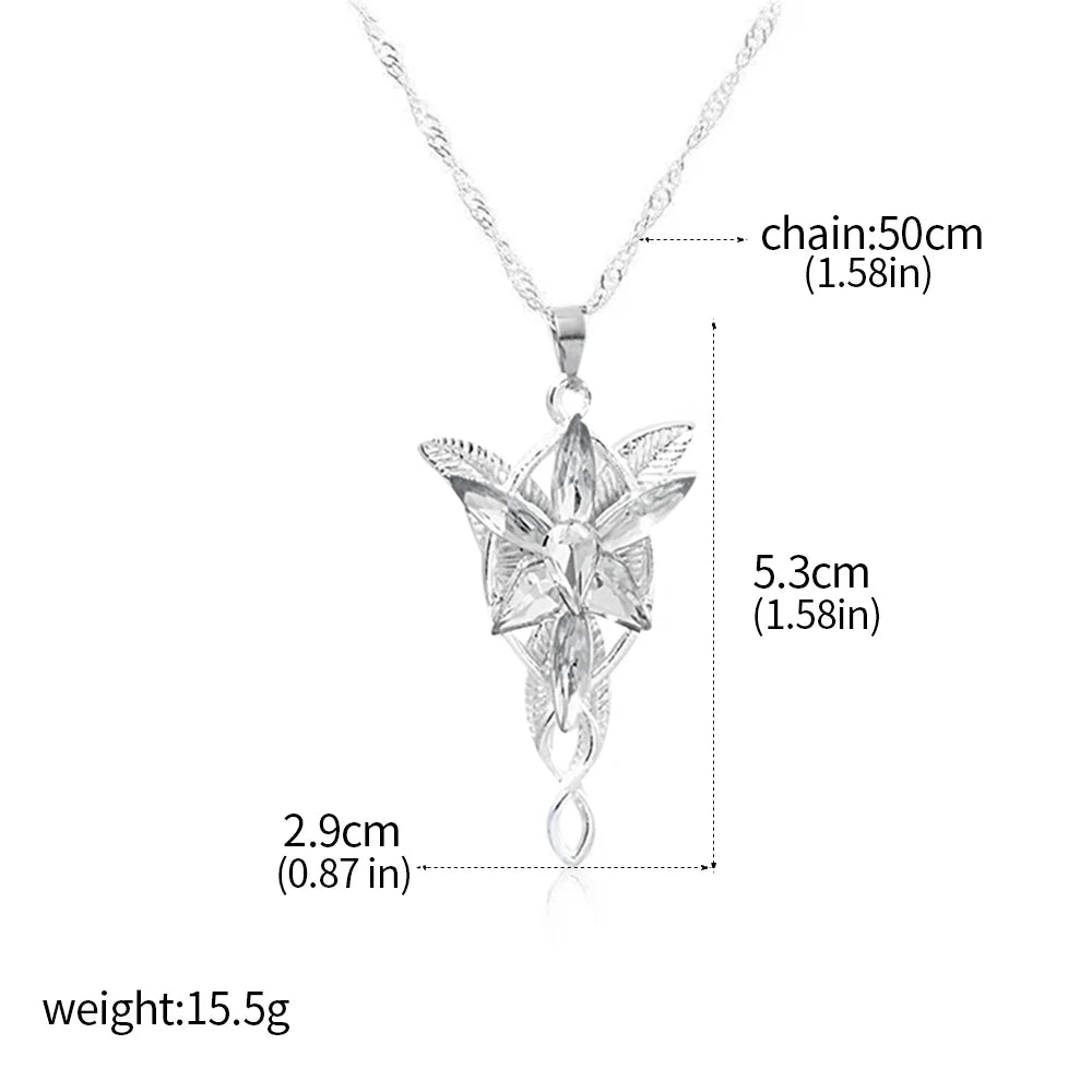 Arwen Evenstar Elf Princess Pendant Necklace, Crystal Twilight Star Fantasy Talisman