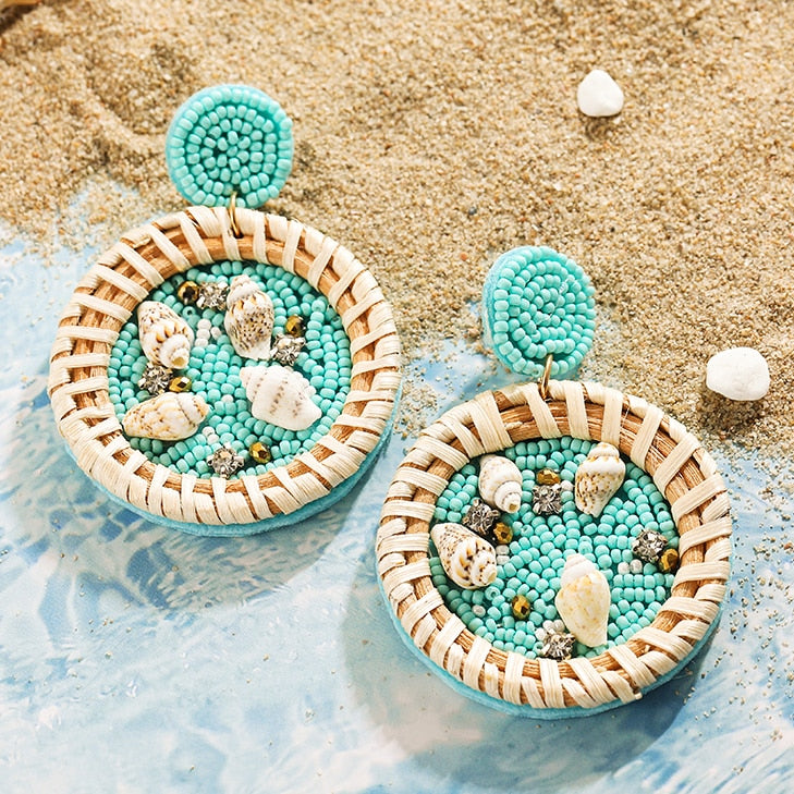 Bohemia Colorful Seed Beads evil eye Flower Drop Earrings For Women Handmade Tassel swan Statement Dangle Earrings Jewelry