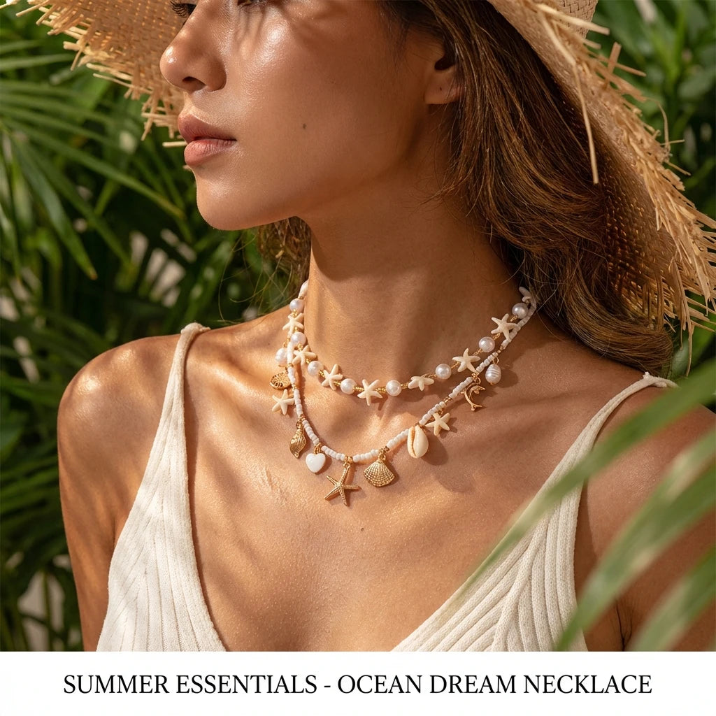 Multilayer Shell and Starfish Pearl Handmade Choker