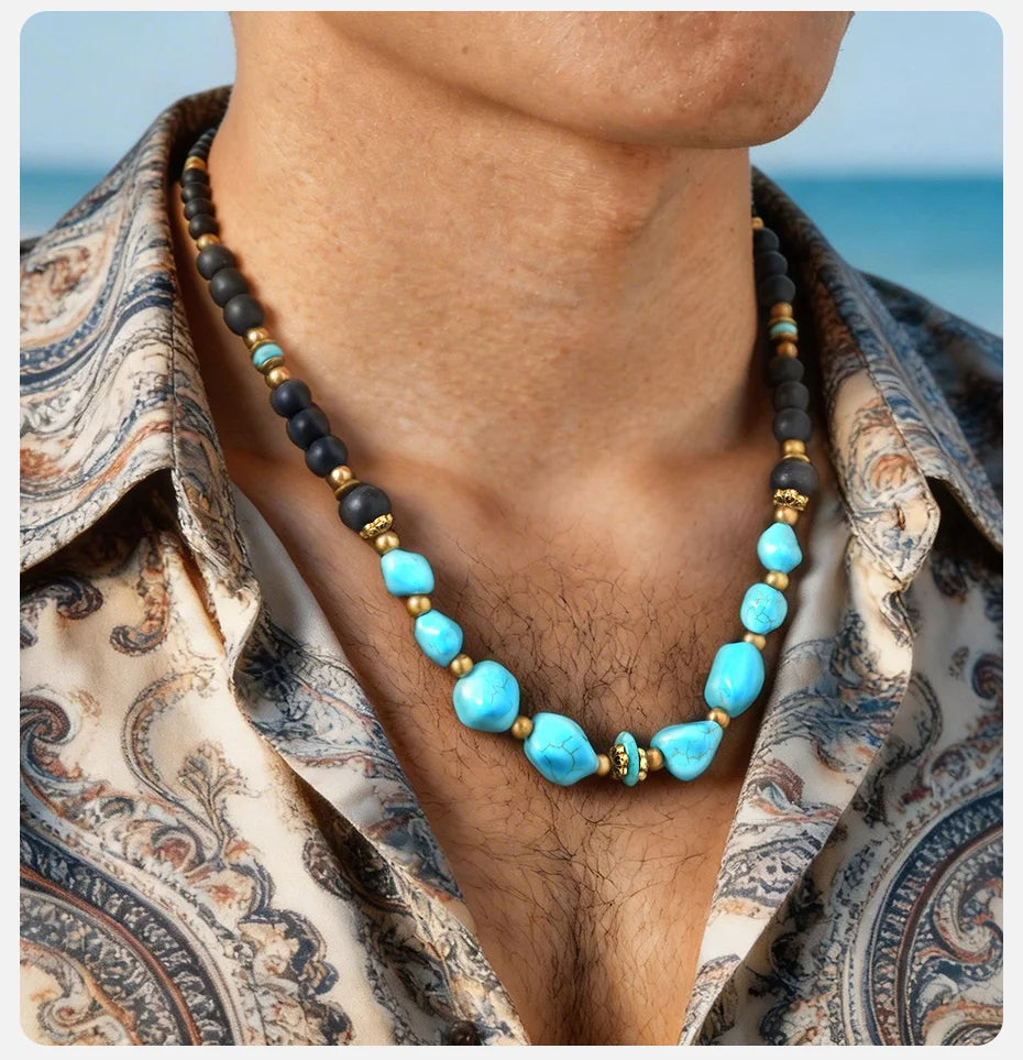 Natural Stone Unisex Beaded Necklace