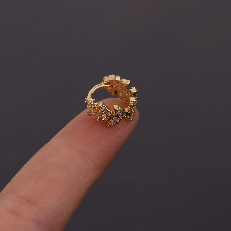 1Piece Plate Stainless Steel Earrings for Women Jewelry 2022 Zircon Star Round Leaf Piercing Stud Earrings for Teens