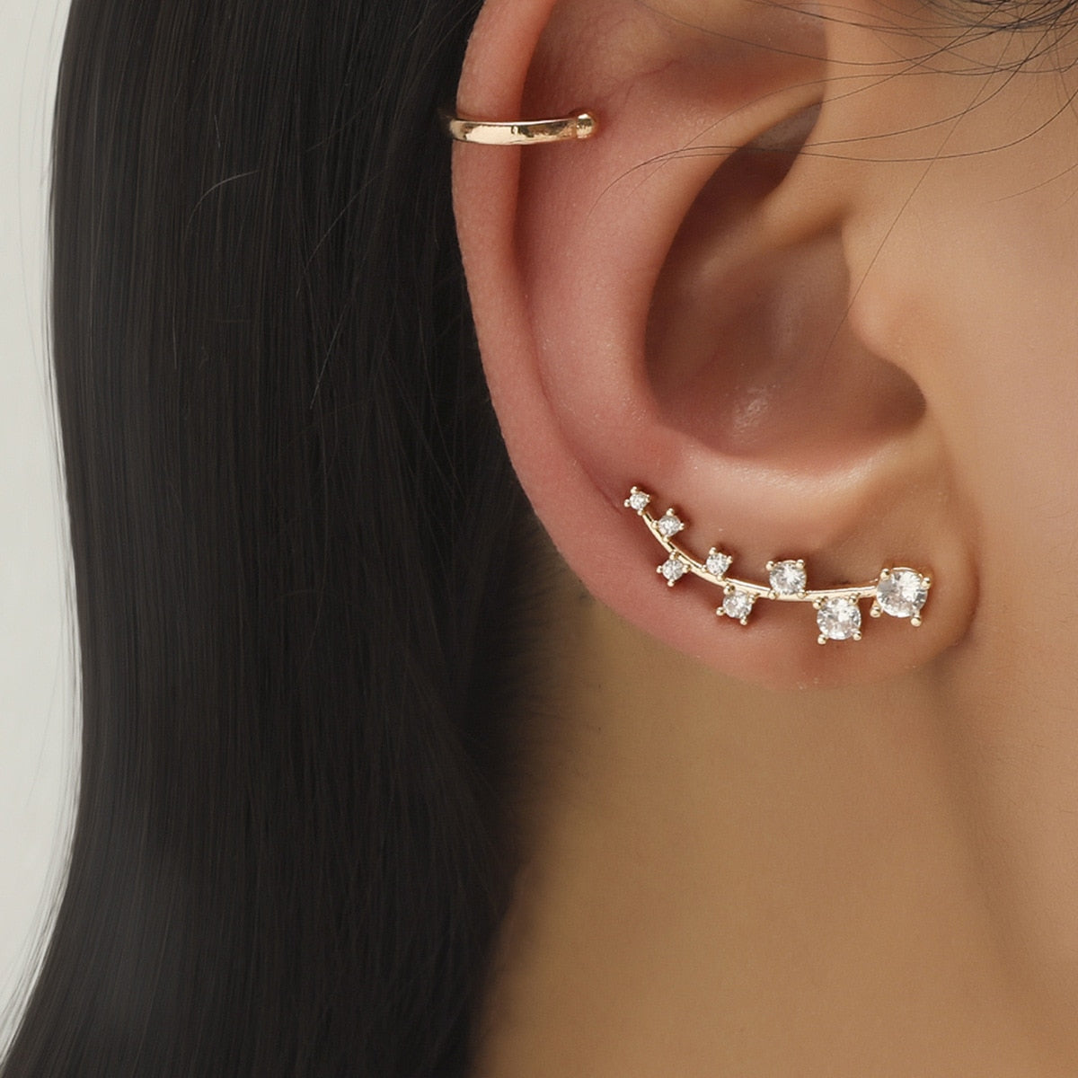Trendy Bohemian No Piercing Crystal Rhinestone Ear Cuff Earrings for Women Wrap Stud Clip Earrings Girl Earrings Jewelry Bijoux