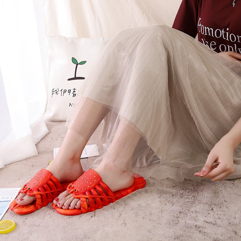 Summer Lobster Slippers Women Funny Animal Flip Flops Cute Beach Casual Shoes Unisex Big Size Soft Beach Slippers