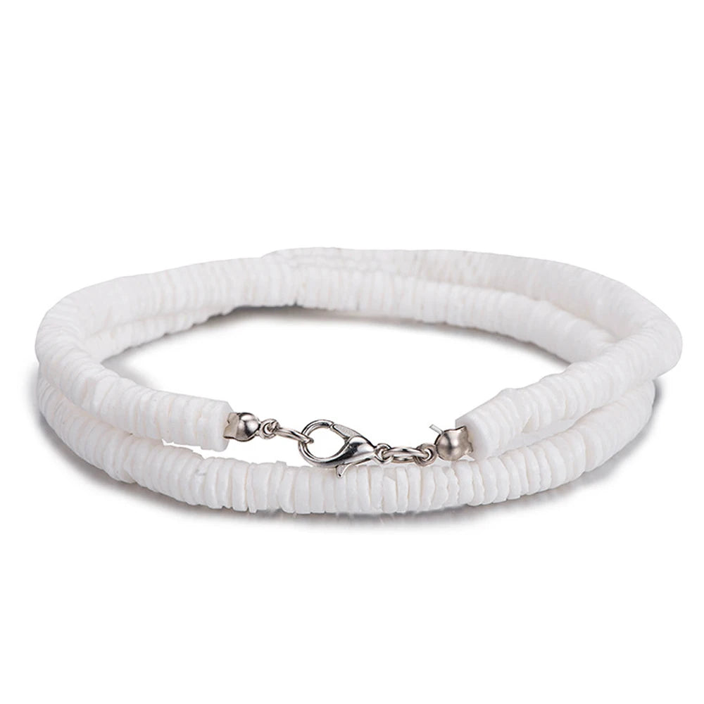 Puka Shell Chip Boho Choker Necklace for Men and Women