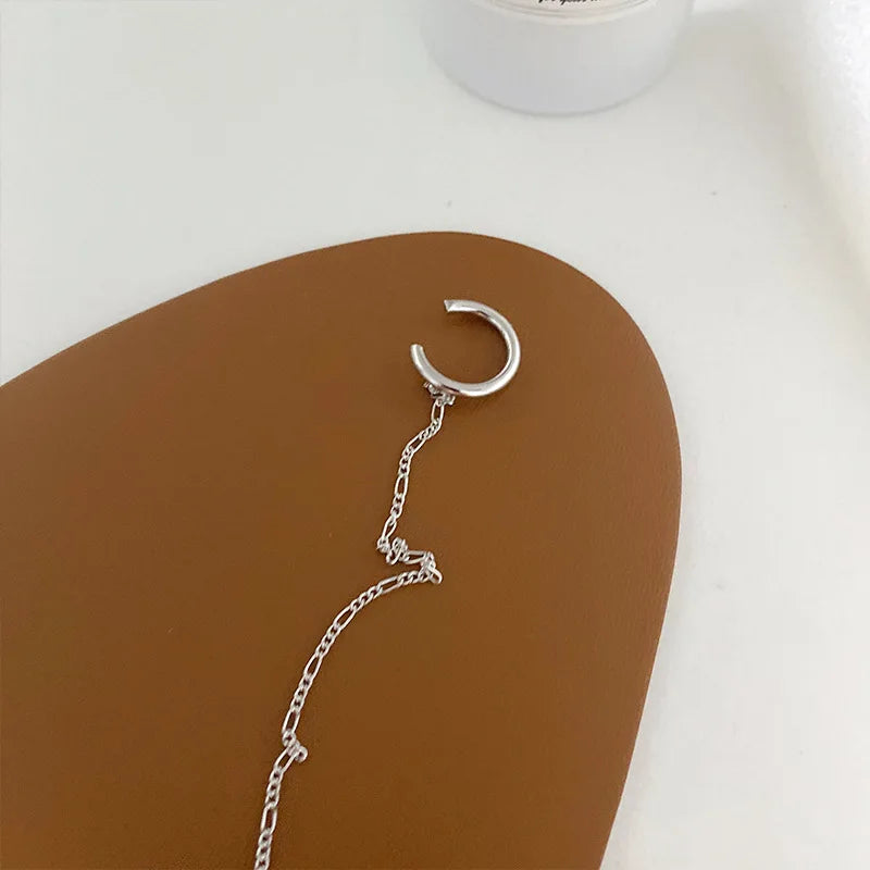 جديد الكورية موضة خمر الذهب والفضة اللون سلسلة طويلة شرابة الأذن الكفة كليب على أقراط للنساء بوهو دائرة أقراط الأذن مجوهرات