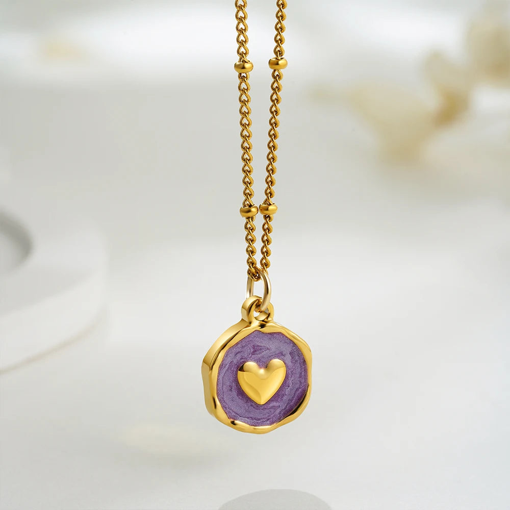 Punk Opal, Cross and Heart Enamel Pendant Choker