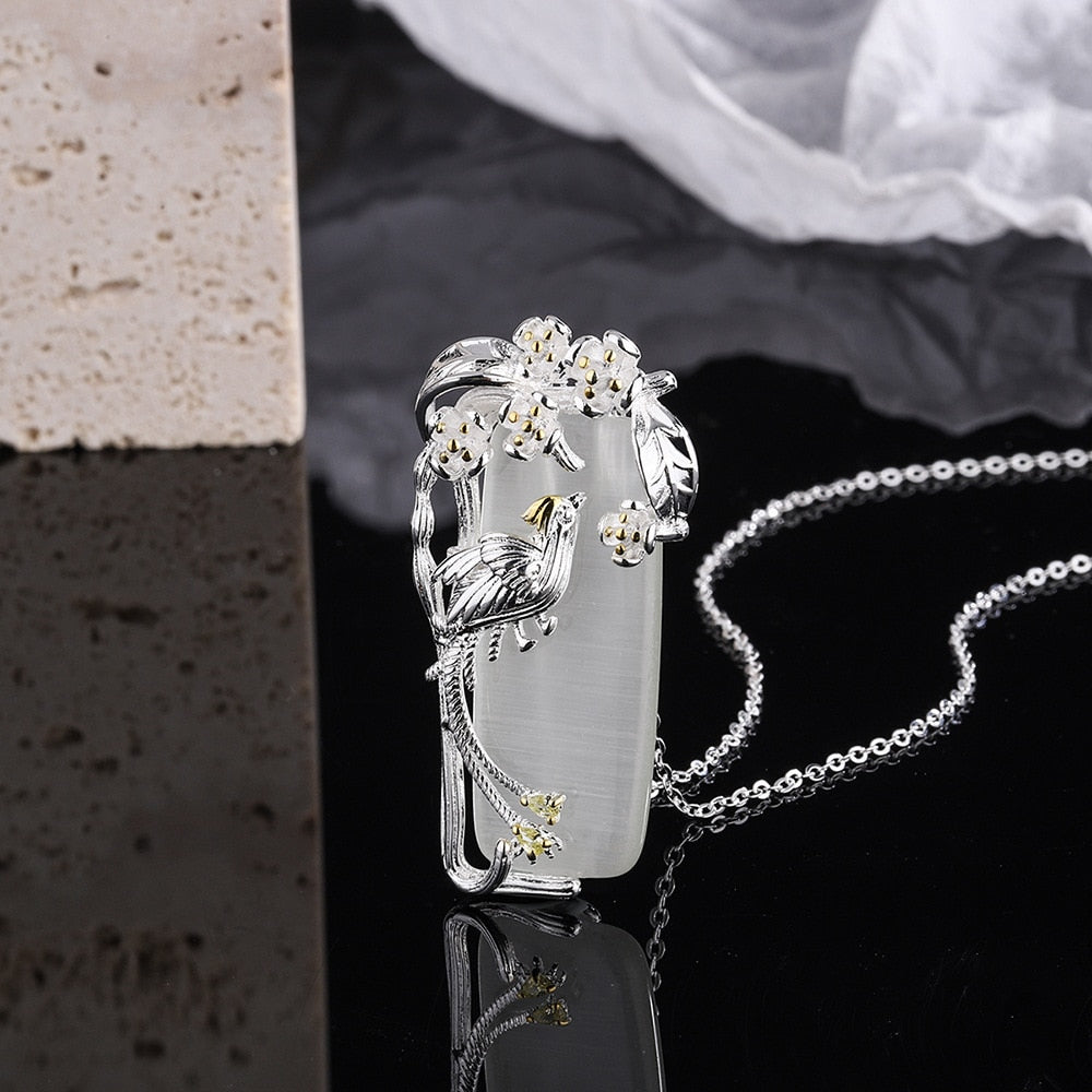 925 Sterling Silver Crystals Flower Necklaces For Women 18Inch Chain Luxury Jewelry Female Gift Items GaaBou