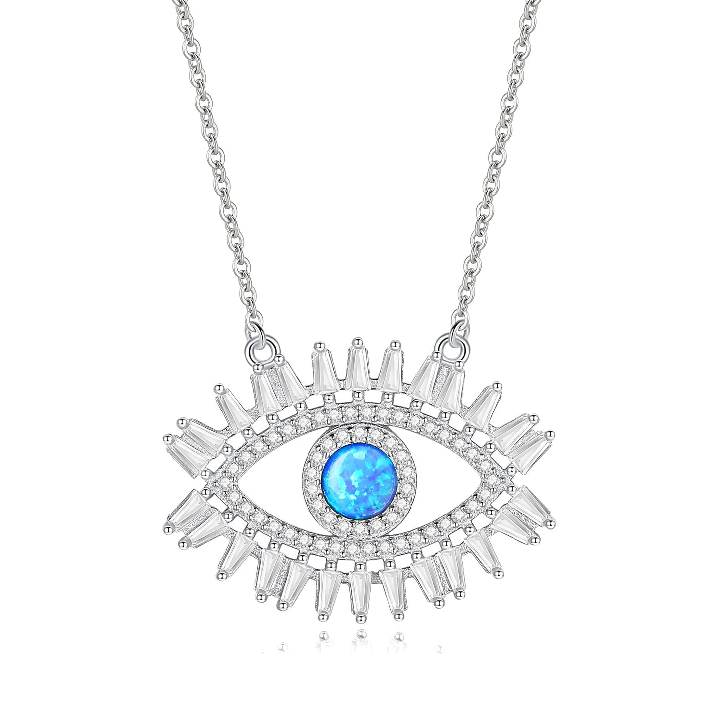 KALETINE 925 Sterling Silver Evil Eye Necklaces Women Gift Crystal CZ Lucky Turkish Blue Eye CZ Necklace Fine Turkey Jewelry