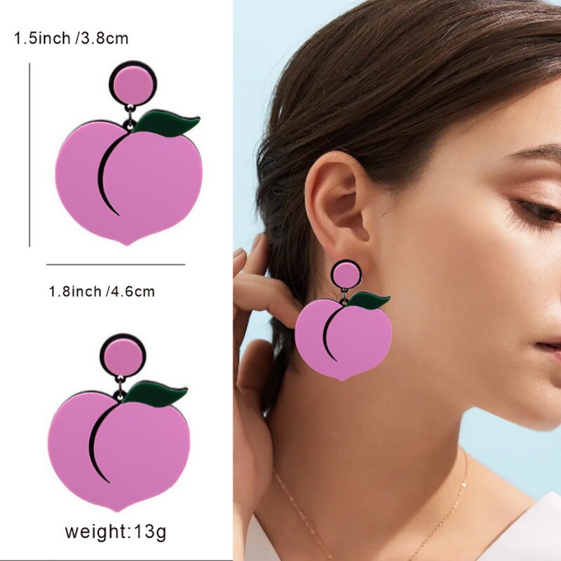 Acrylic Vegetables Fruits Summer Earrings For Girls Cute Cartoon Dragon Strawberry Watermelon Broccoli Pineapple Lemon Earrings