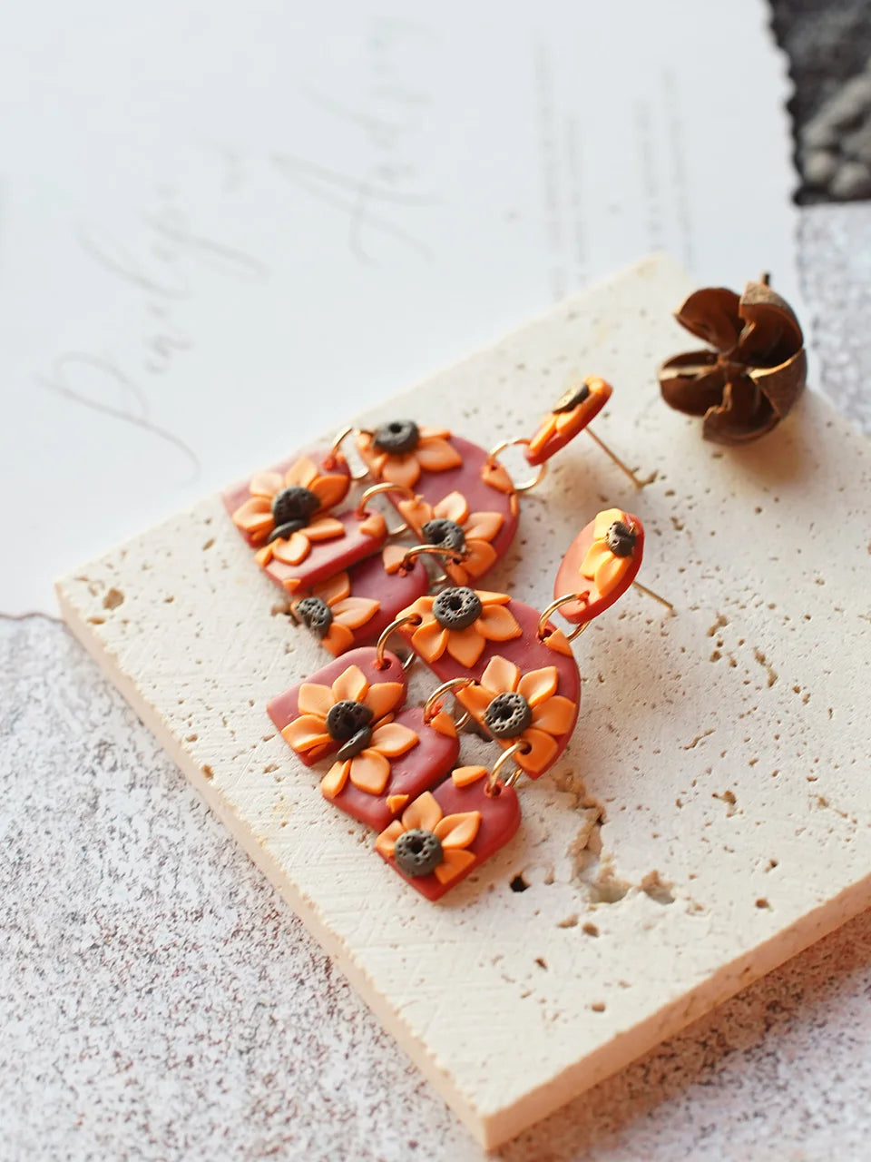 Clay Flower Cluster Egg Nest Earrings Jewelry