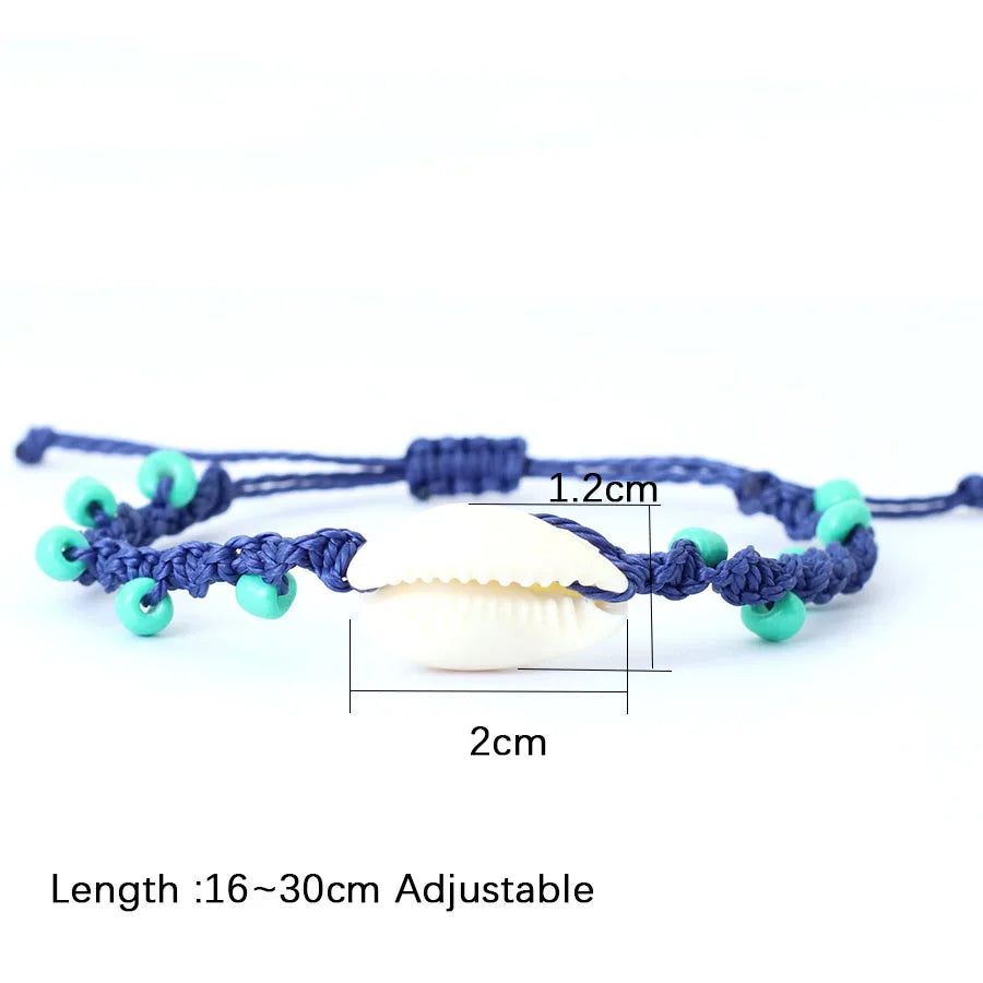 Macrame Shell and Blue Howlite Boho Surf Bracelet