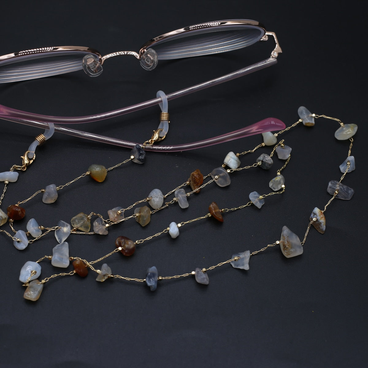 Natural Crystal Glasses Chain Trendy Quartzs Eyeglasses Chains for Women Men Glasses Mask Accessories Wholesale Length 80cm