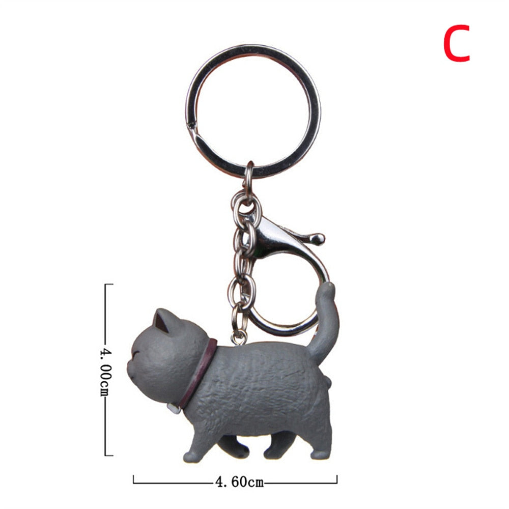 Cute Cat Animal Key Rings Kawaii Japan Kitten Car Keychain Bag Pendant Gift For Women Girls Pet Lovers Decoration