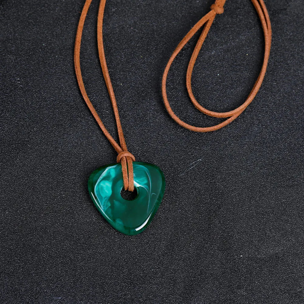 Blackish Green Coraline Heart Pendant Necklace Long Adjustable Leather Chain Halloween Festival Gift - Charlie Dolly