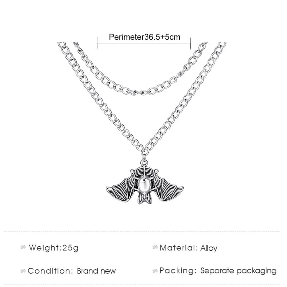 Gothic Bat Necklace for Women Men Punk Hip Hop Rock Vintage Metal Pendant Necklace Party Halloween Jewelry Gifts Cool Thing 2023 - Charlie Dolly
