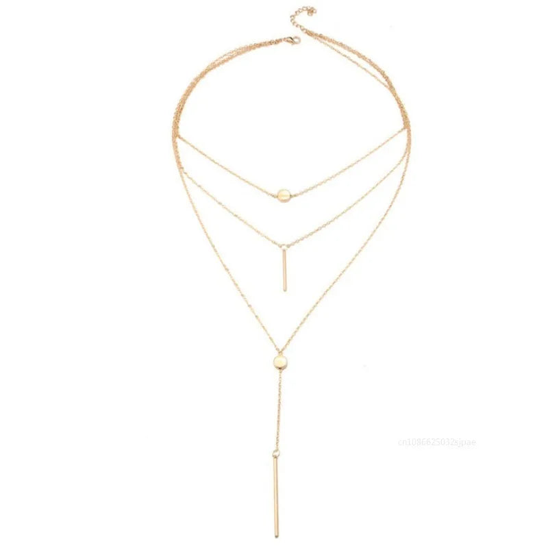 Minimalist Coin Multilayer Chain Necklace Jewelry