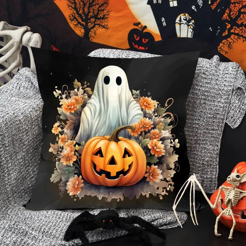Halloween Pumpkin Ghost Pillowcase Happy Halloween Party Decorations For Home 2024 Trick or Treat Spider Bat Cat Pillow Covers - Charlie Dolly