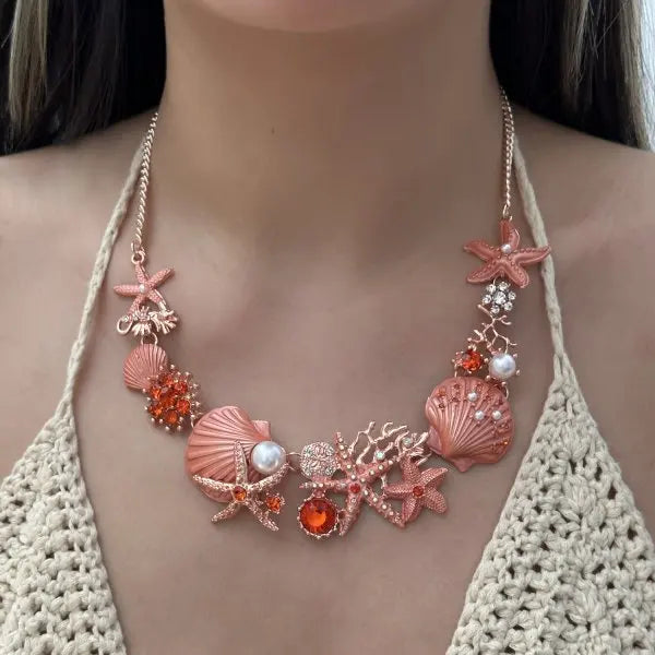 Exaggerated Coral, Starfish and Scallop Ocean Necklace, Bracelet or Earring