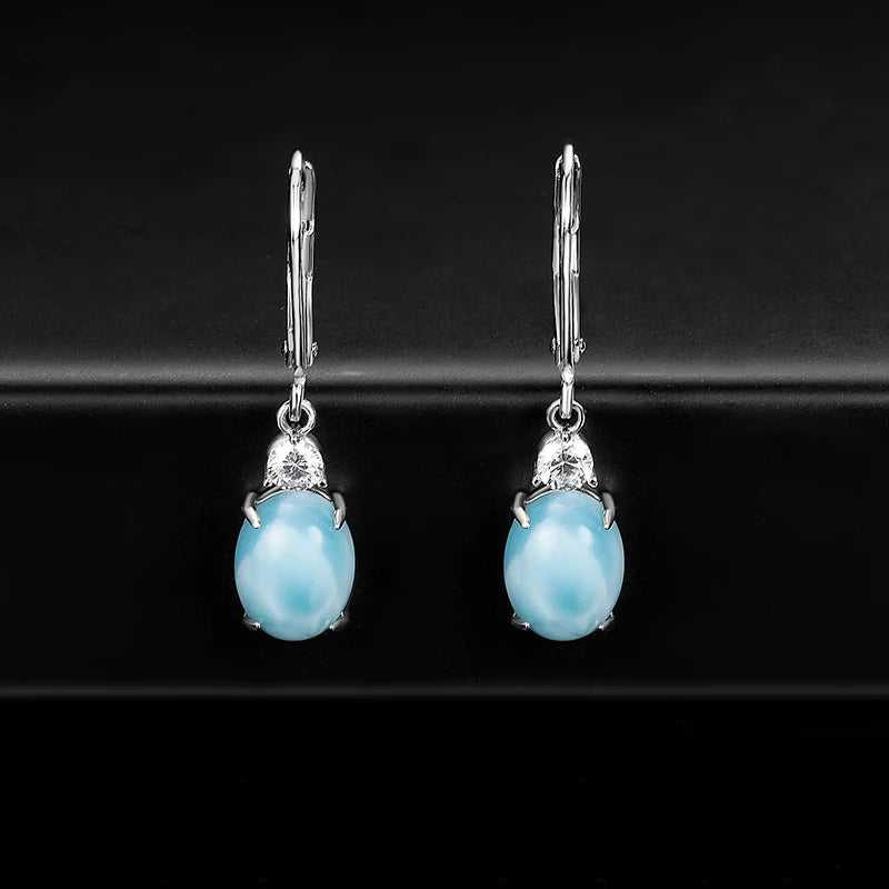 Larimar Sterling Silver Stud Earrings Jewelry