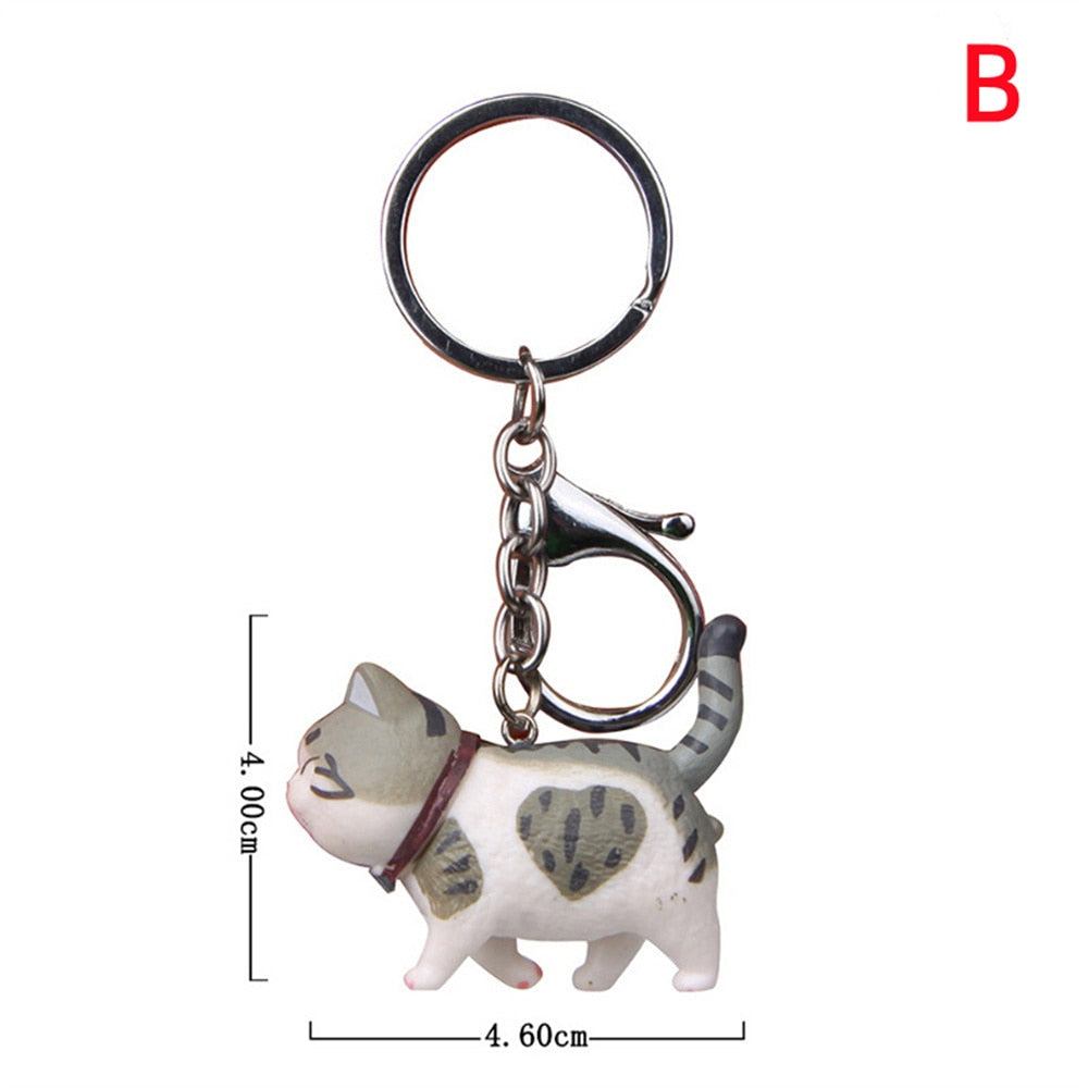 Cute Cat Animal Key Rings Kawaii Japan Kitten Car Keychain Bag Pendant Gift For Women Girls Pet Lovers Decoration