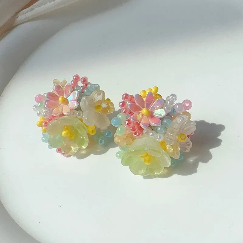 Floral Tassel Long Statement Earrings Jewelry