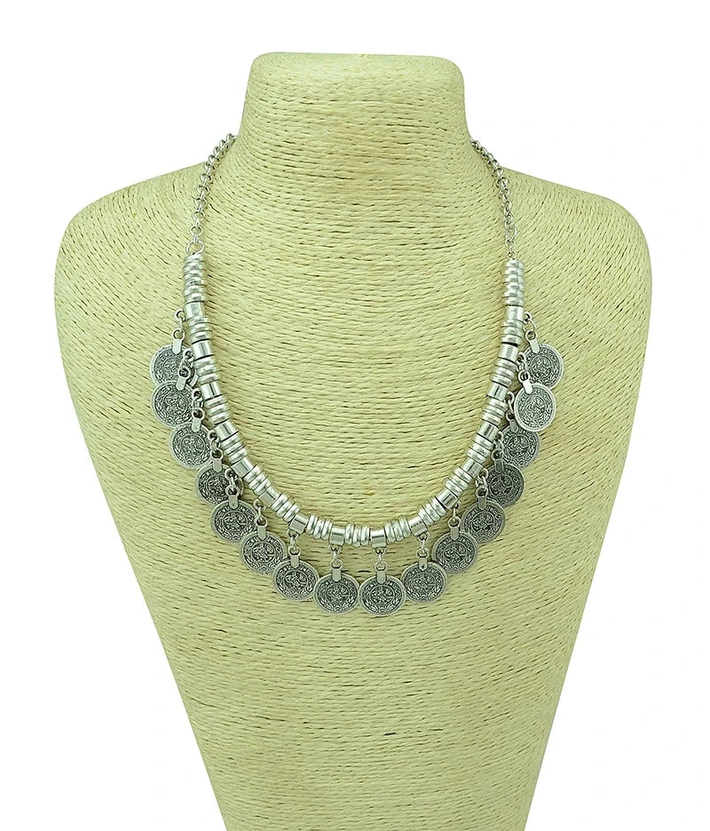 Turkish Coin Stone Tassel Bib Choker Necklace Jewelry