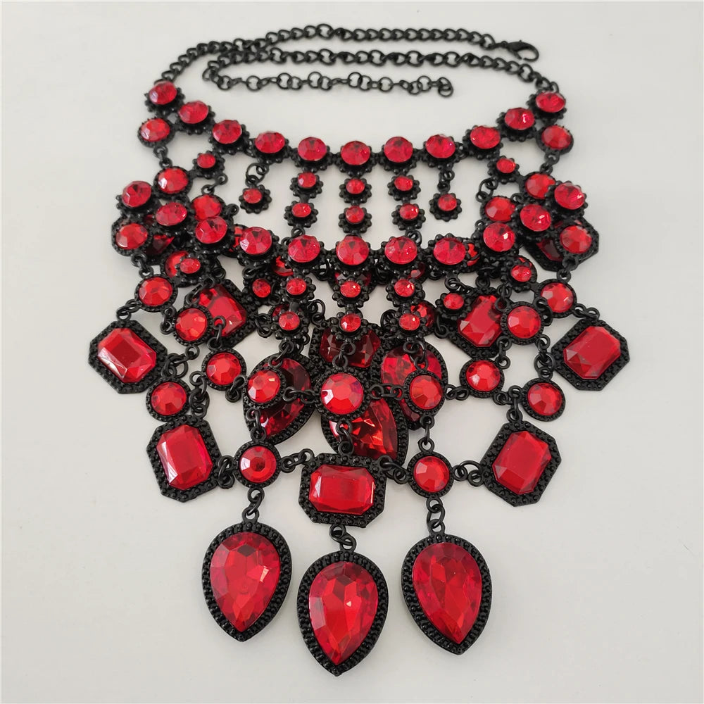 Crystal Water Drop Collar Necklace Earring Set Jewelry