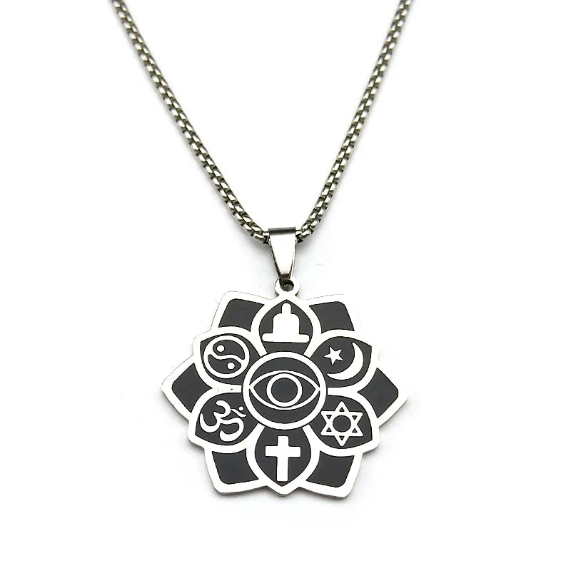 Six Philosophies Interfaith Yoga Necklace, Sacred Universal Symbol Talisman
