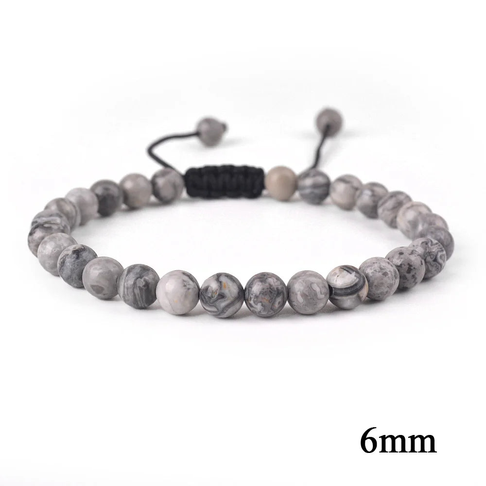 Natural Stone Beaded Bracelet — Tiger Eye, Agate & Lava