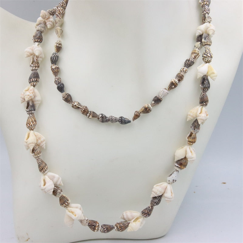 Trendy Fashion Jewelry Natural Sea Snail Shape Shell Beads Making Long Necklace Sweater Design For Women Party Gift Accessories