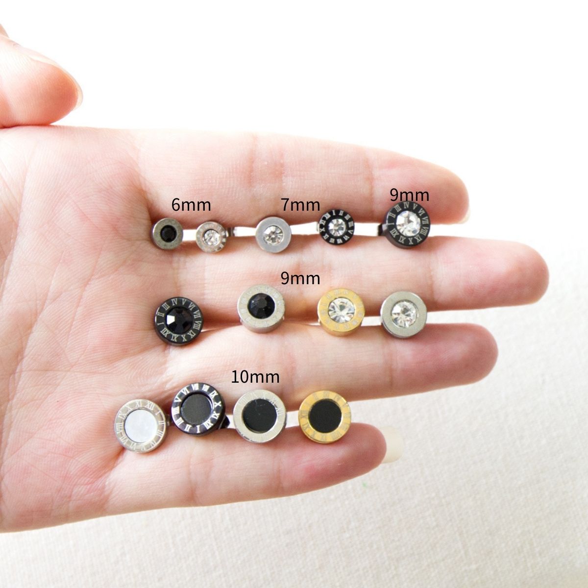 LUXUKISSKIDS Roman Numerals Men's Earrings Gothic Black Studs Steel Korean Fashion For Women 2023 Trendy Punk CZ Hiphop Piercing - Charlie Dolly