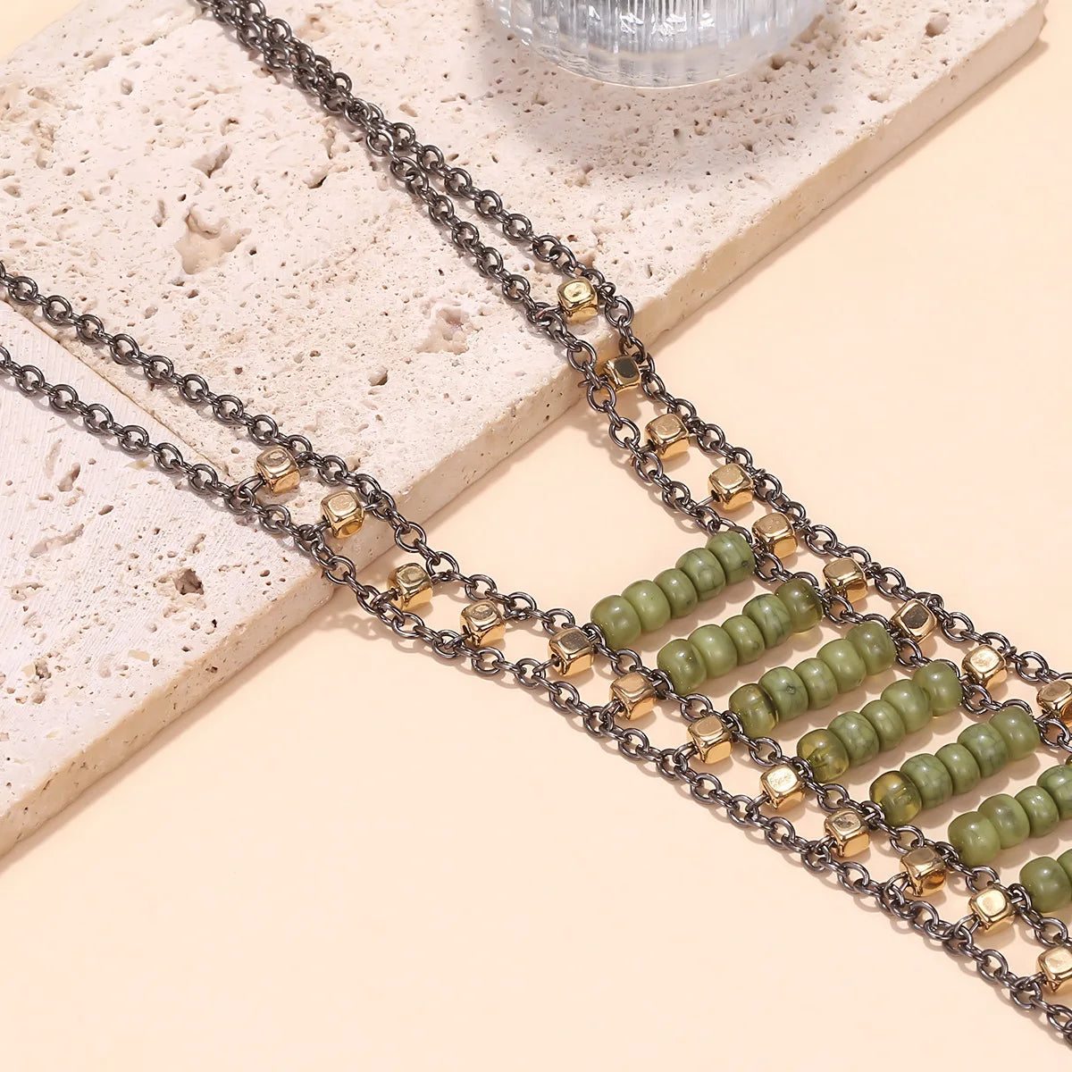 Beaded Chain Tassel Pendant Necklace Jewelry