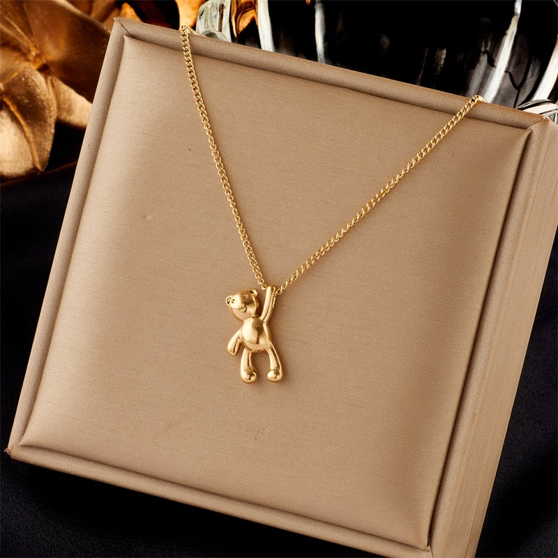 DIEYURO 316L Stainless Steel Butterfly Moon Lock Blue Eyes Pendant Necklace For Women Multilayer Choker Chain Jewelry Gifts - Charlie Dolly